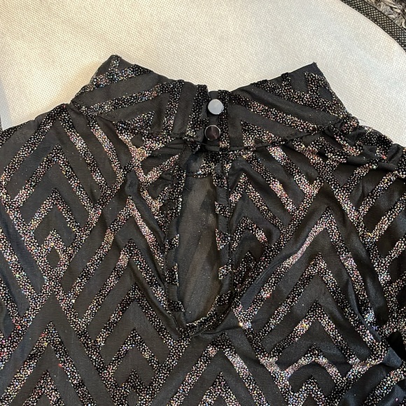 Black Bodycon Mock Neck Sequioin Long Sleeve Mini Short Dress - Picture 4 of 12